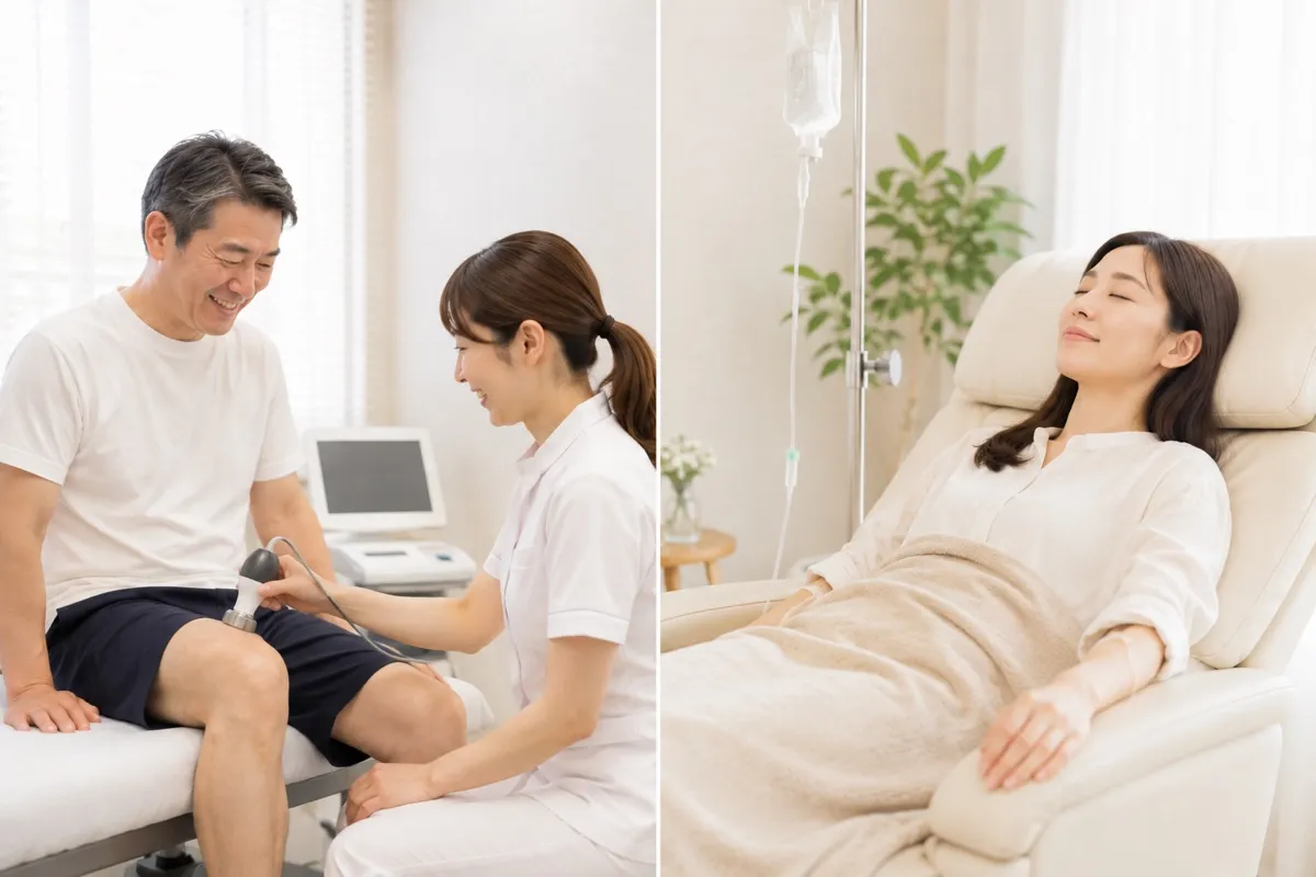 体外衝撃波治療とNMN点滴の様子（写真はイメージです）